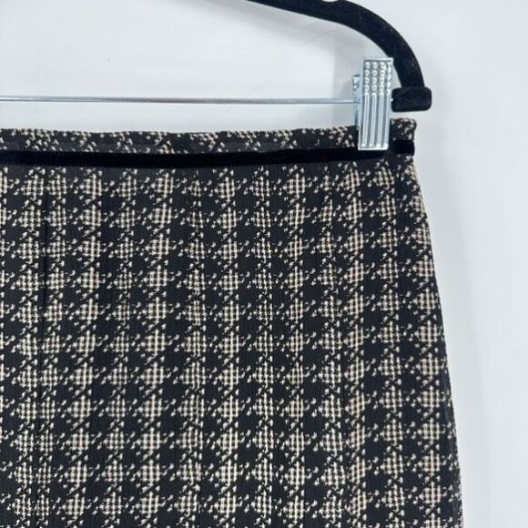 Vintage Y2K Anne Klein Silk Houndstooth Black Knee Length Skirt Size 10‎ Witchy - Picture 8 of 11